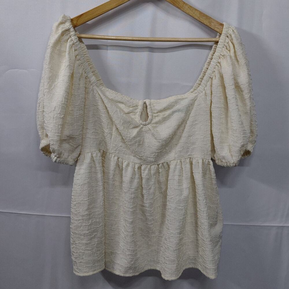 Future Collective Gabriella Karefa-Johnson Peasant Top Ivory Short Sleeve Size M